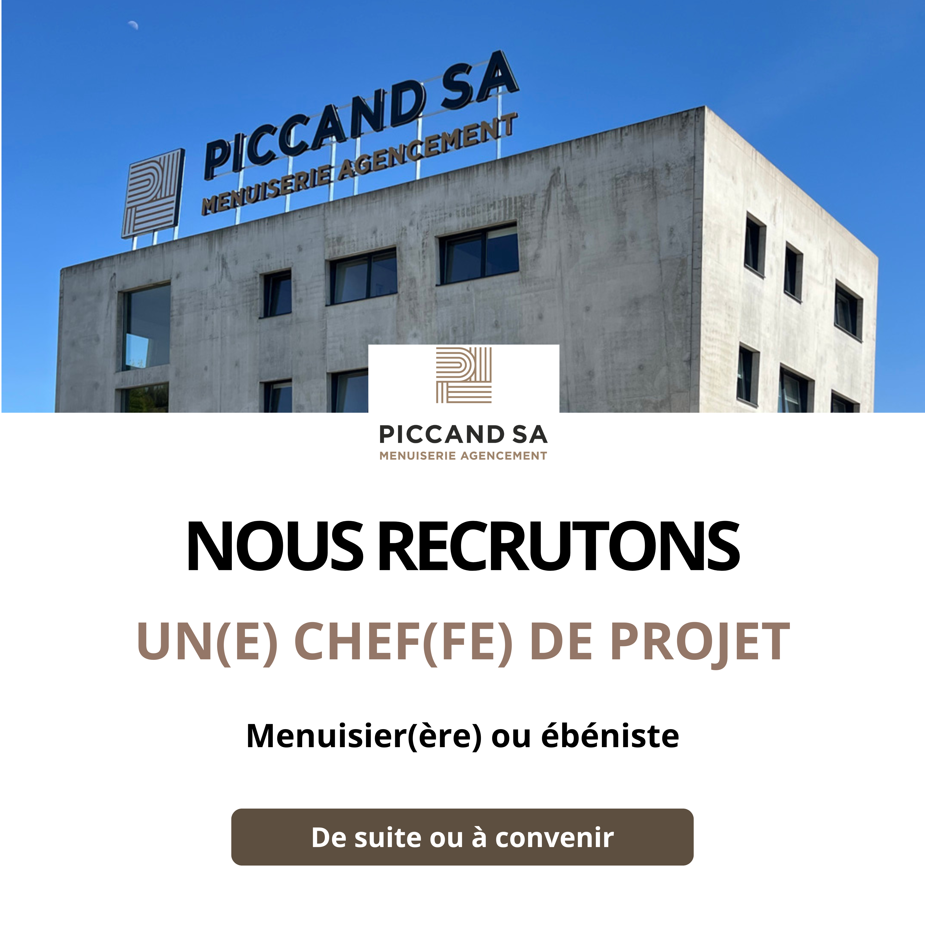 Recrutement menuisier ou ébéniste